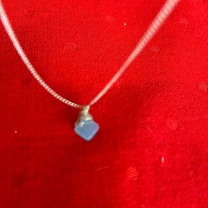 Dogeared Silver Necklace with Blue Pendant